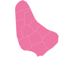 Barbados Map Outline in Pink