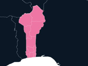 Benin map outline in pink