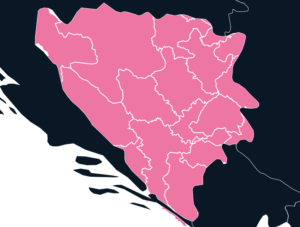 Bosnia & Herzegovina map outline in pink