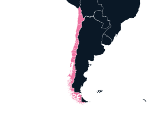 Map outline of Chile highlighted in pink