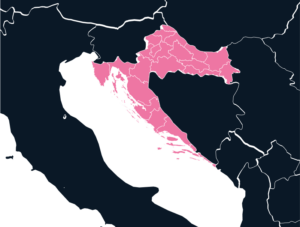 Croatia map outline in pink