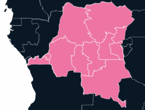 The Democratic Republic of Congo map outline in pink