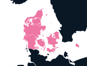 Denmark map outline in pink