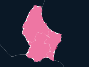 Luxembourg Map Outline in Pink