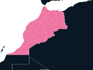 Morocco Map Outline in Pink