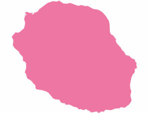 Reunion Island map outline in pink