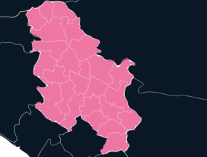 Serbia Map Outline in Pink