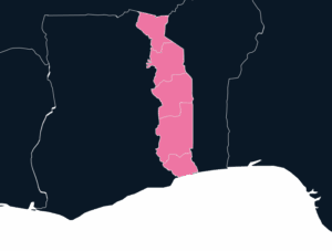 Togo map outline in pink