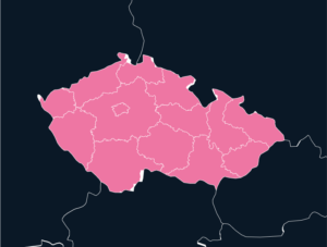 Map outline of Czech Republic (Czechia) in pink