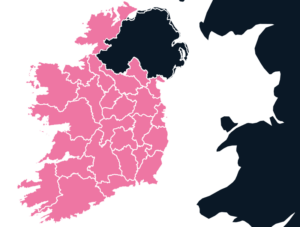 Ireland map outline in pink